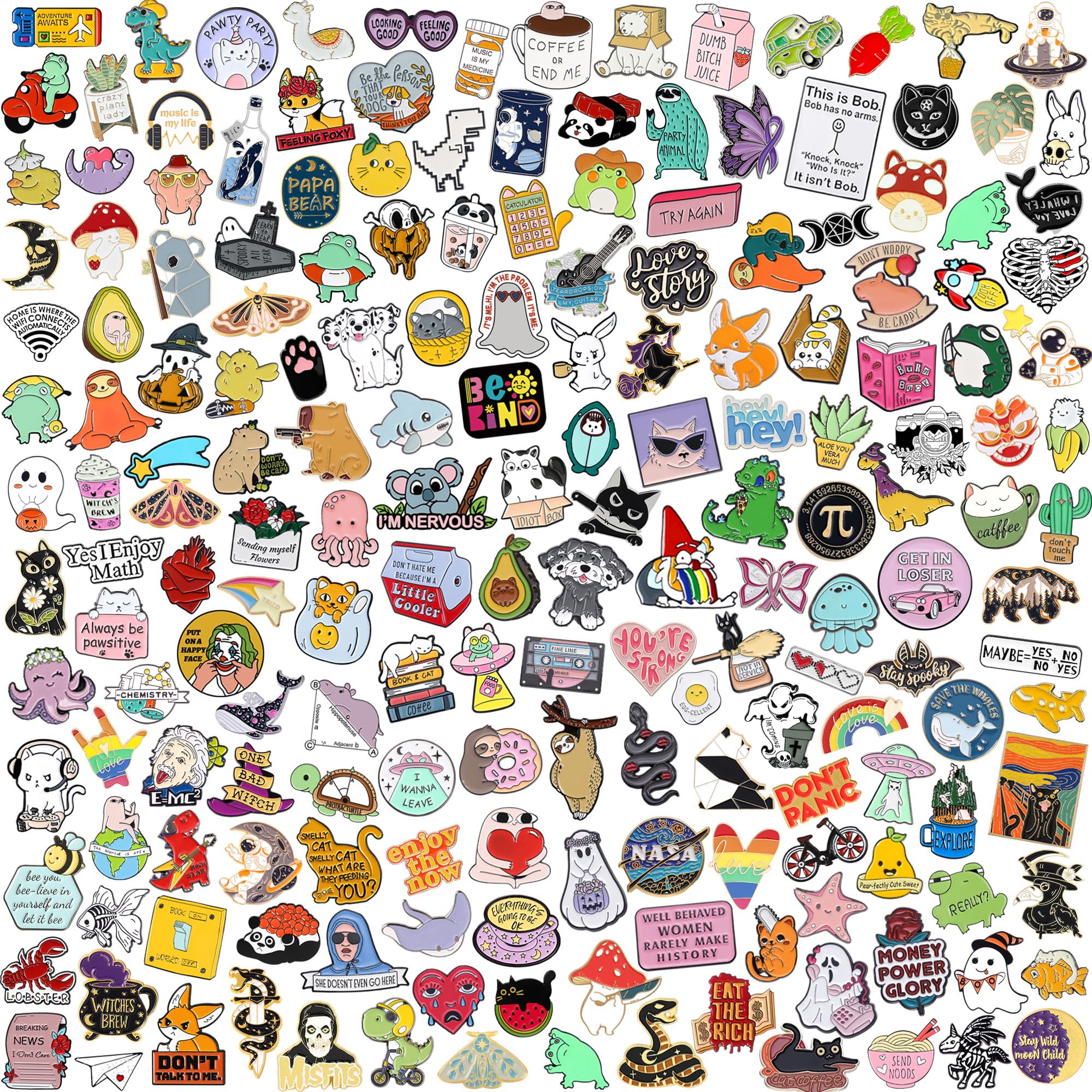 20/40/50 PCS Cute Enamel Backpack Pins, Funny Enamel Pins Bulk Set Cool Button Pins Aesthetic Brooch Lapel Pins Anime for Backpacks, Jackets, Hats, Kids, Girls