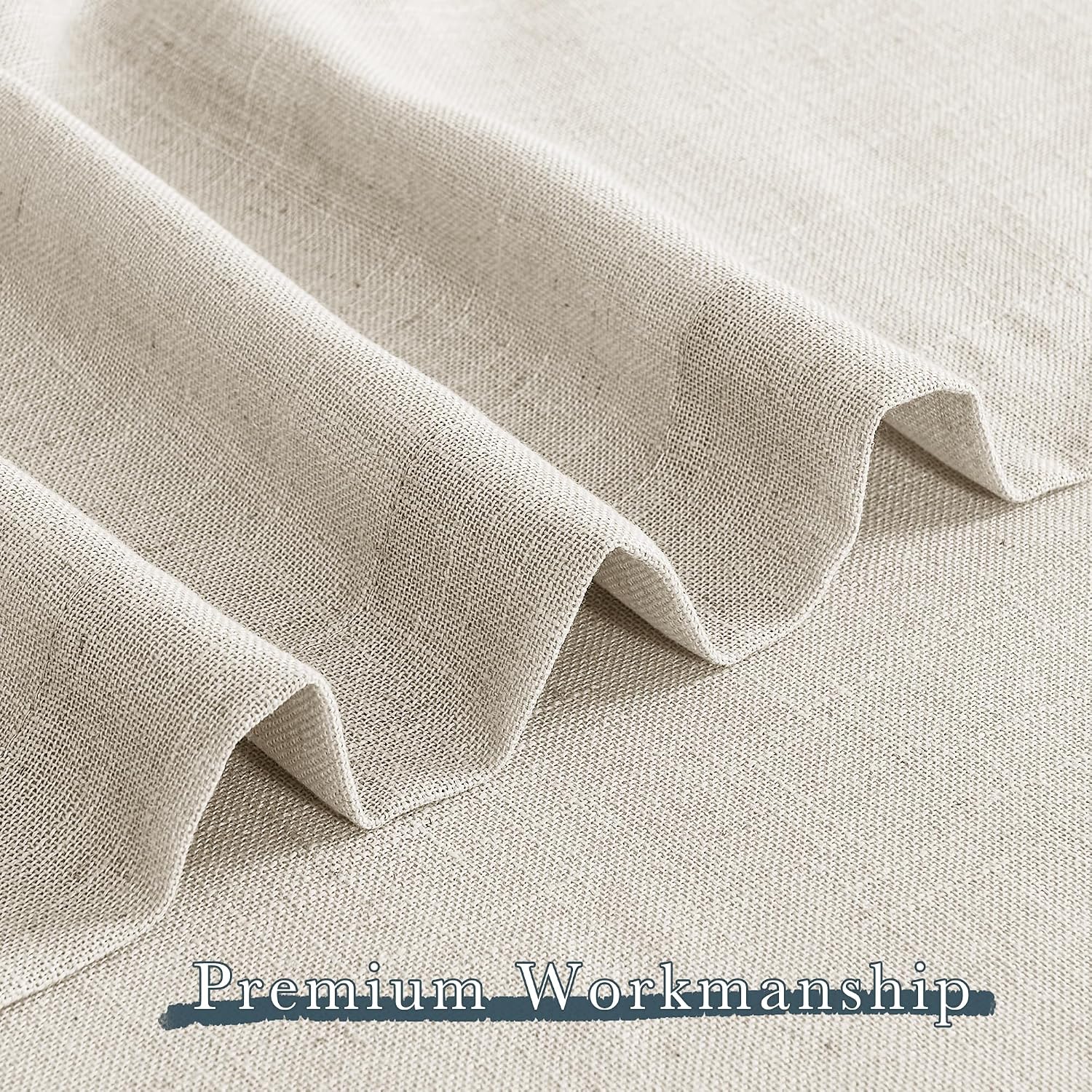 Pony Dance Kitchen Curtains 24 inch Length Set of 2, Linen Textured Semi Sheer Boho Farmhouse Short Curtains for Small Bathroom RV Basement Country Half Window Tier for Cafe, 26 inch Wide, Beige