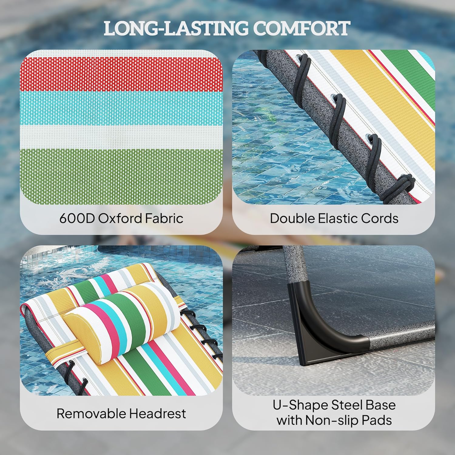 Outsunny Folding Chaise Lounge Chair Outdoor Tanning Chair with Side Table, 5-Level Adjustable Beach Lounge Chair with Headrest, Side Pocket for Patio, Backyard, Beach, Poolside, Mixed Color