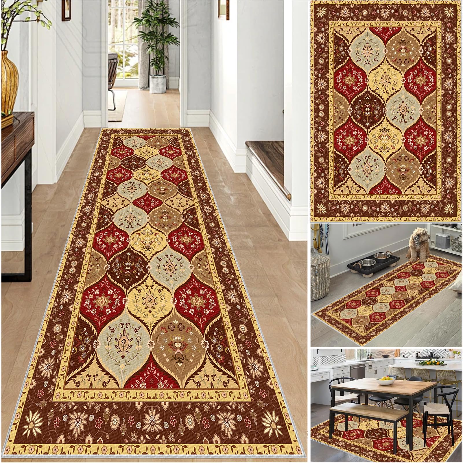 Alfombra cocina lavable y antideslizante con base segura de 80x300 cm para pasillo