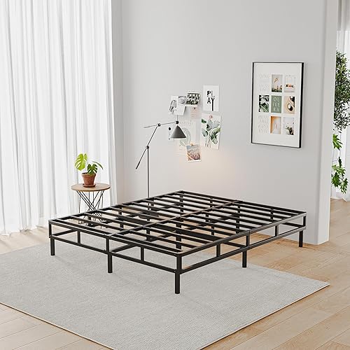 Miniatura 2 de Somier de tamaño matrimonial de 5 pulgadas con soporte de patas de metal de 9 pulgadas, funda de cama de tela fácil de limpiar incluida, base de