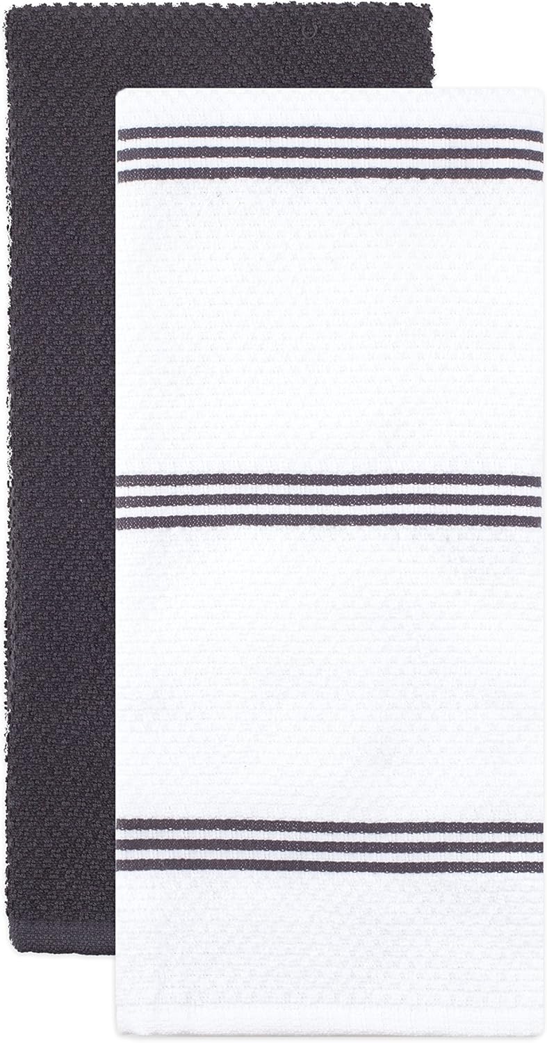 Sticky Toffee 9-Piece Kitchen Set – Gray 100% Cotton Terry Dish Towels, Dishcloths, Oven Mitts, and Pot Holders with Non-Slip Silicone Grip, Oeko-Tex Cotton - Image 5