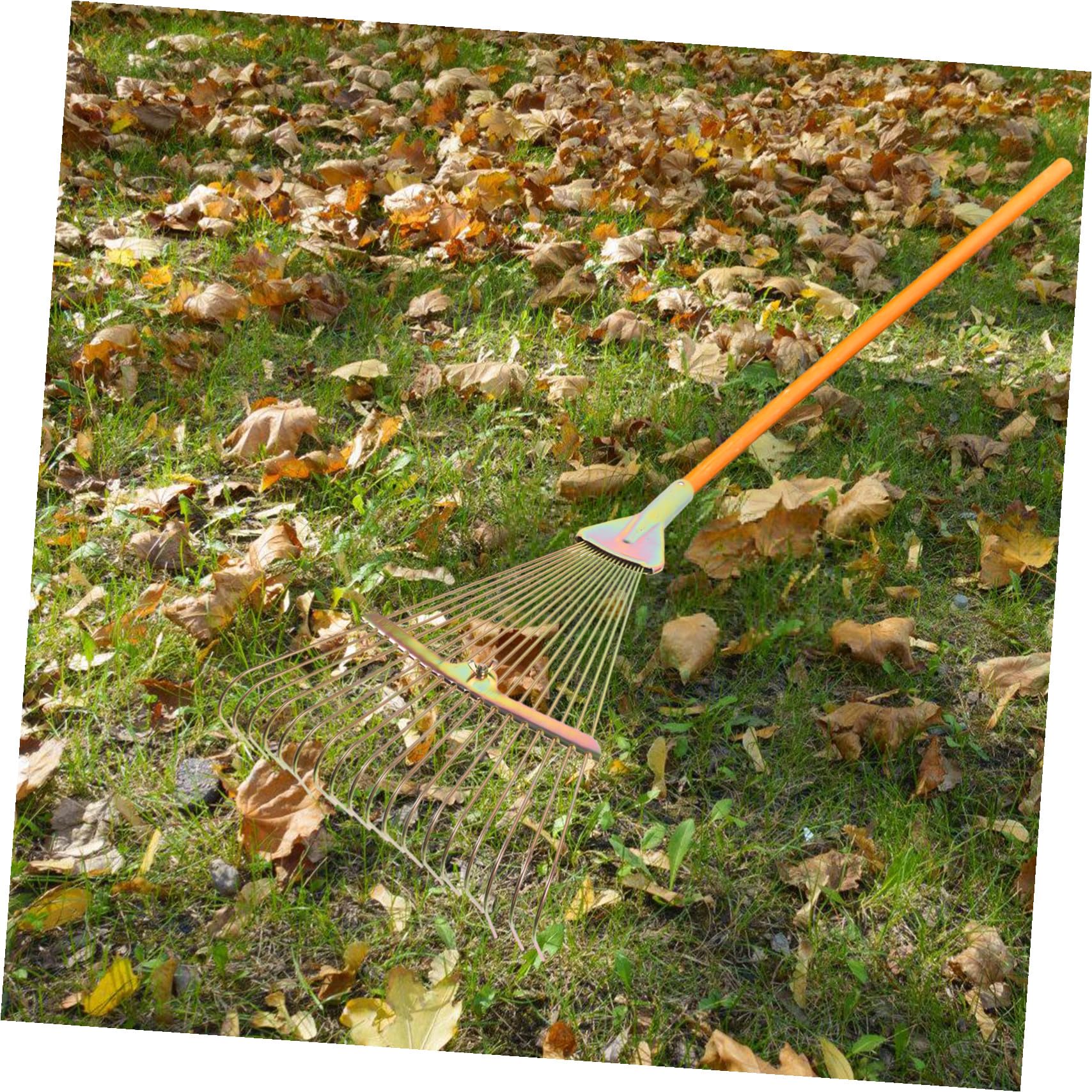 DOITOOL Gartenrechen aus Stahl mit Faltbarem Kopf Kleiner Rasenrechen für Laub und Gras Robuster Drahtrechen für Garten und Rasenpflege