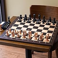 Vista 5 de A&A Tablero de ajedrez profesional de madera de 21.25 pulgadas, palisandro africano e incrustaciones de arce, cuadrados de 2.25 pulgadas con notación