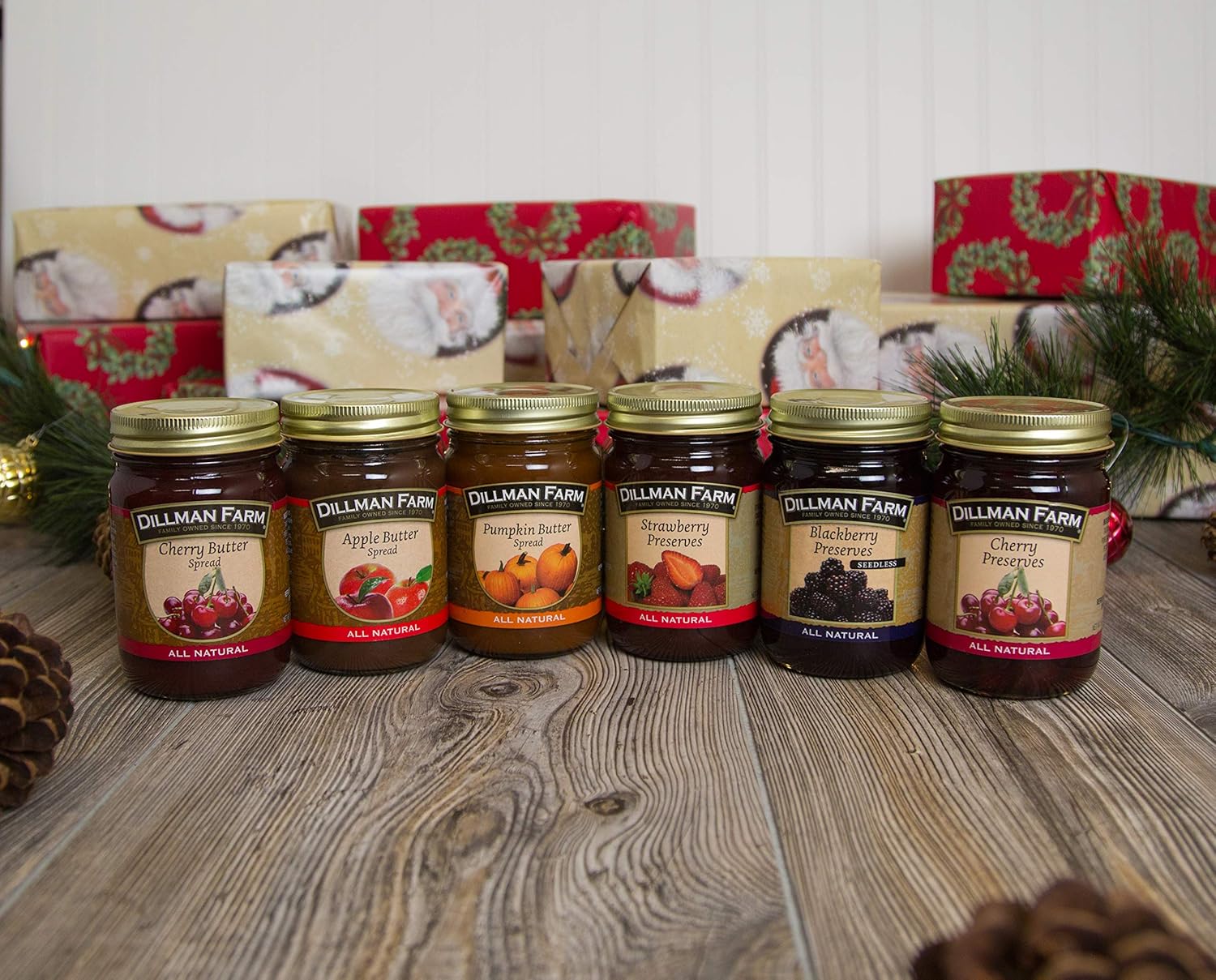 Dillman Farm Classic Fruit Butters and Preserves Christmas Variety 6 Pack - All Natural, Gluten-Free, Non-GMO, Vegan, Kosher, Eco-Friendly, Preservative Free, Corn Syrup Free - Made in USA, 16oz (Pack of 6)
