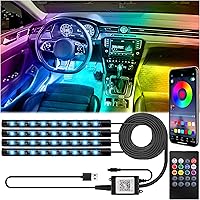 Vista 10 de Luces interiores de coche, tiras de luces LED de 5V con adaptador USB, kit de iluminación ambiental para coche, tiras de luces de cambio
