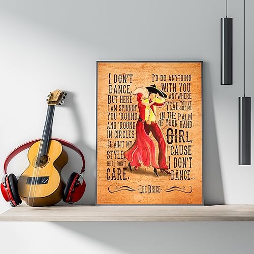 Miniatura 3 de Lee Brice - I Don’t Dance Here Song Lyric Wall Art, This Ready to Frame Music Poster Print is Good For Music Room, Office, Studio, And Man Cave Room
