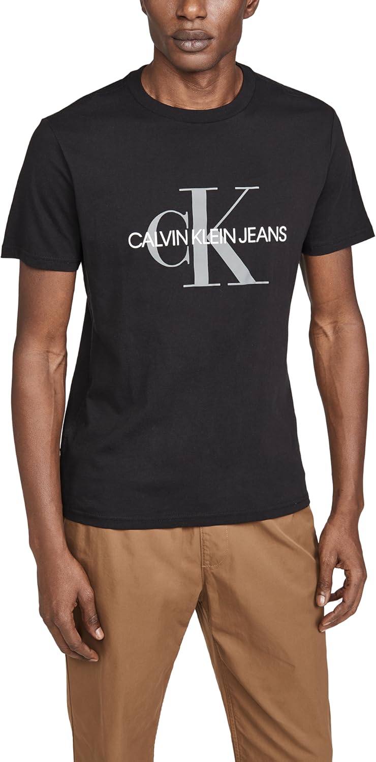 Calvin Klein Mens Monogram Logo Crewneck T-Shirt