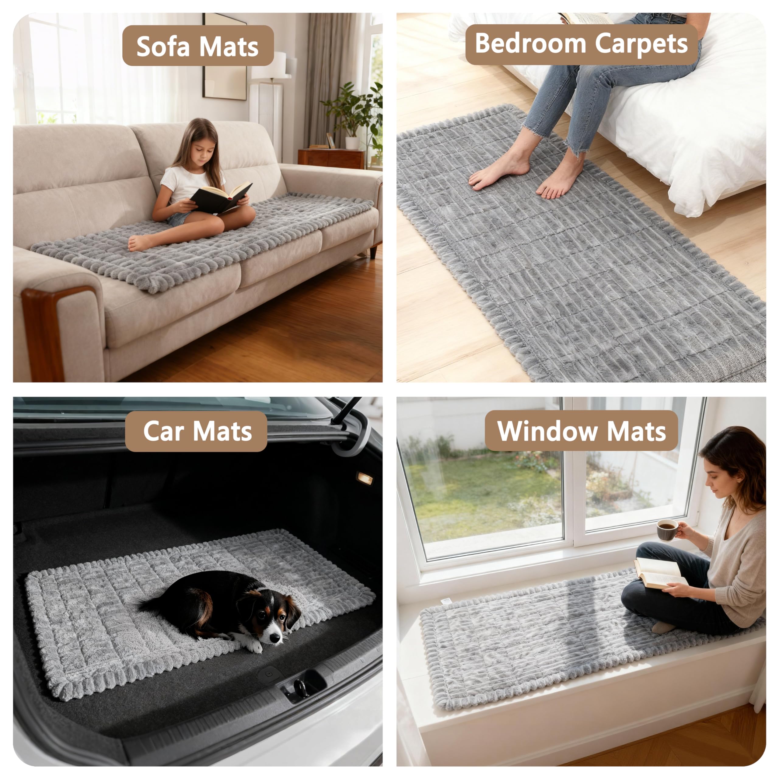 Capslpad Dikke bankovertrek, wasbaar, antislip, 2-, 3-, 4-zits, grijs, zachte bankhoes, 70 x 150 cm, bankovertrek, meubelbescherming, zachte huisdiermat