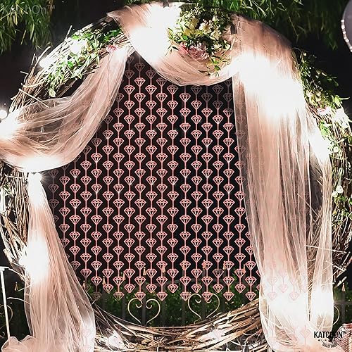 Miniatura 3 de KatchOn, Serpentinas de diamantes de oro rosa de 6.5 pies, paquete de 2  Fondo de oro rosa, decoraciones de despedida de soltera, fondo de flecos de