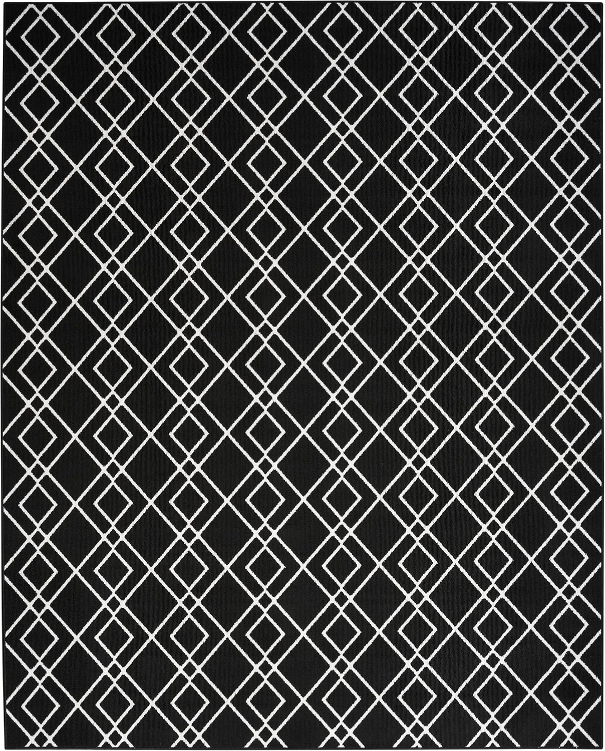 Nourison Modern Lines Modern Geometric Black 8' x 10' Area -Rug, Easy -Cleaning, Non Shedding, Bed Room, Living Room, Dining Room, Kitchen (8x10)