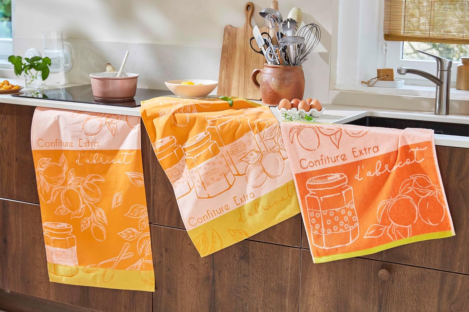 Coucke French Cotton Terry Square, Abricots, 20 x 30 Inches, 100% Cotton