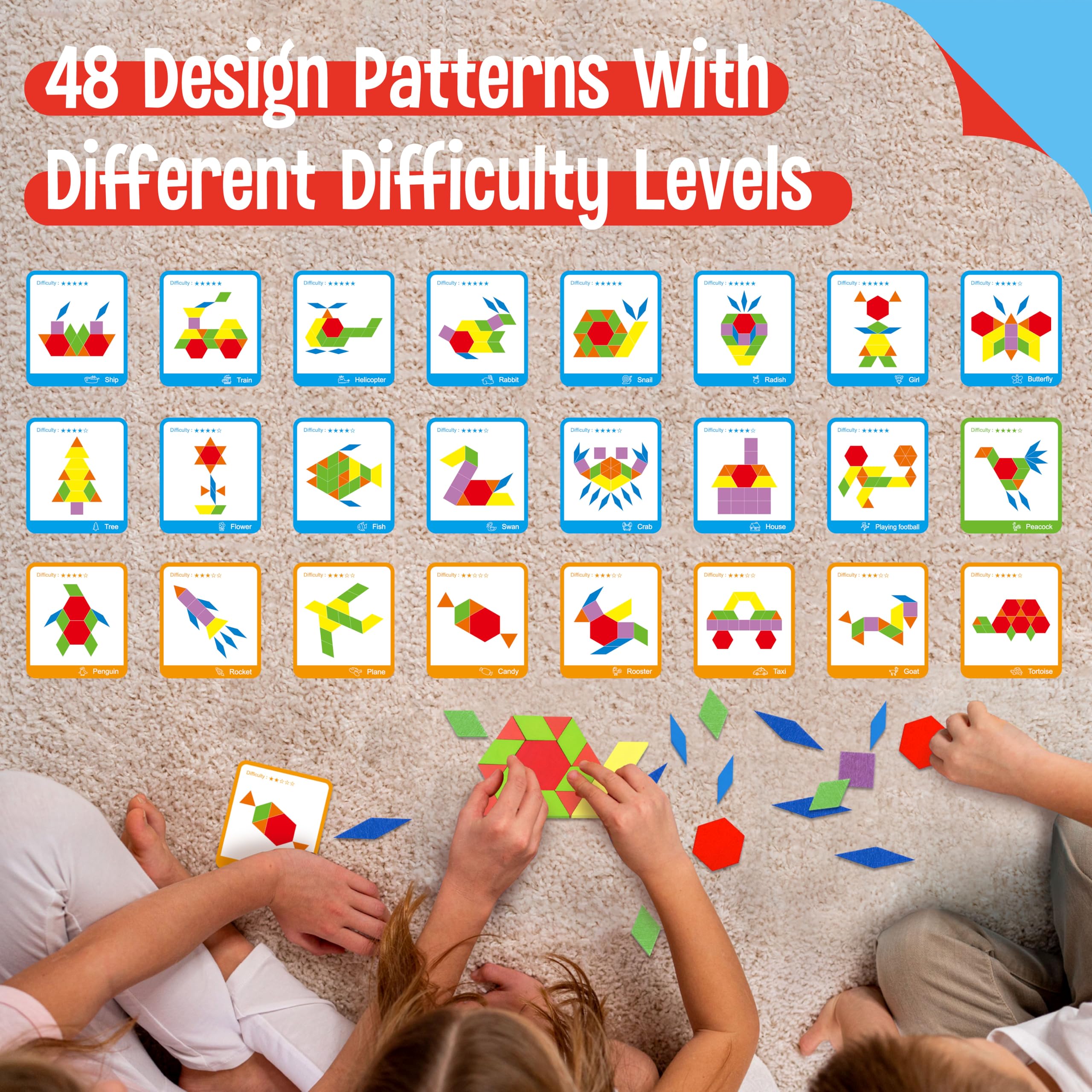 Puzzle De Madera Tangram Del Cuadrado Desaparecido – 12 Modos Básicos Y 30 Avanzados, Juguete Educativo Para Todas Las Edades, Entrenamiento Cerebral Y Relajación