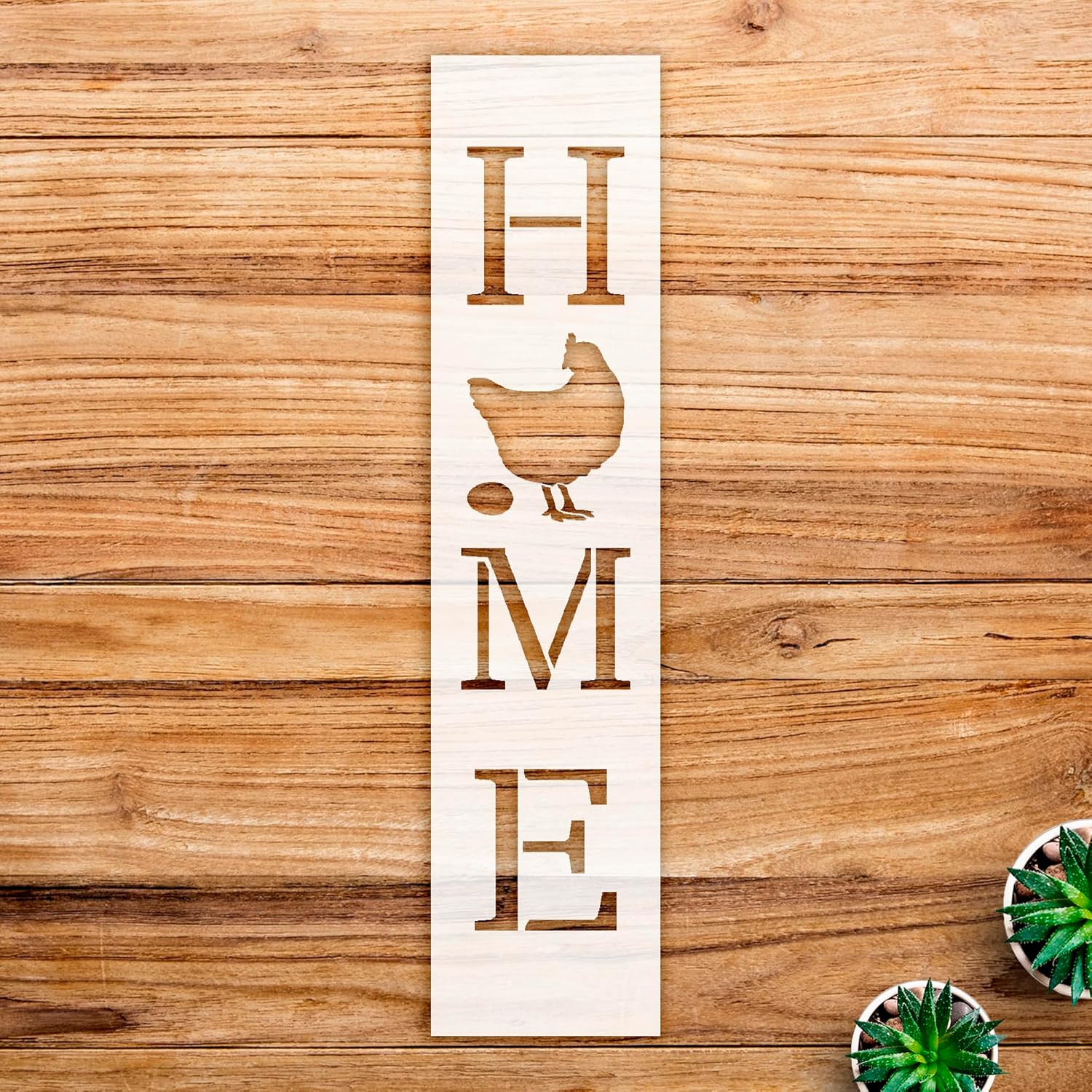 Chicken and Egg Stencil Pattern for Wood and Crafts, Reusable Mylar Template, Vertical Design, Ideal for Home Decor and Creative Projects - Size A2 (5.5" x 23.4")