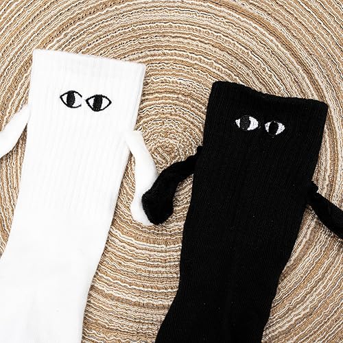 Miniatura 3 de 2 pares de divertidos calcetines magnéticos para parejas, calcetines de mano a mano, calcetines magnéticos de ojos grandes para amantes, amigos,