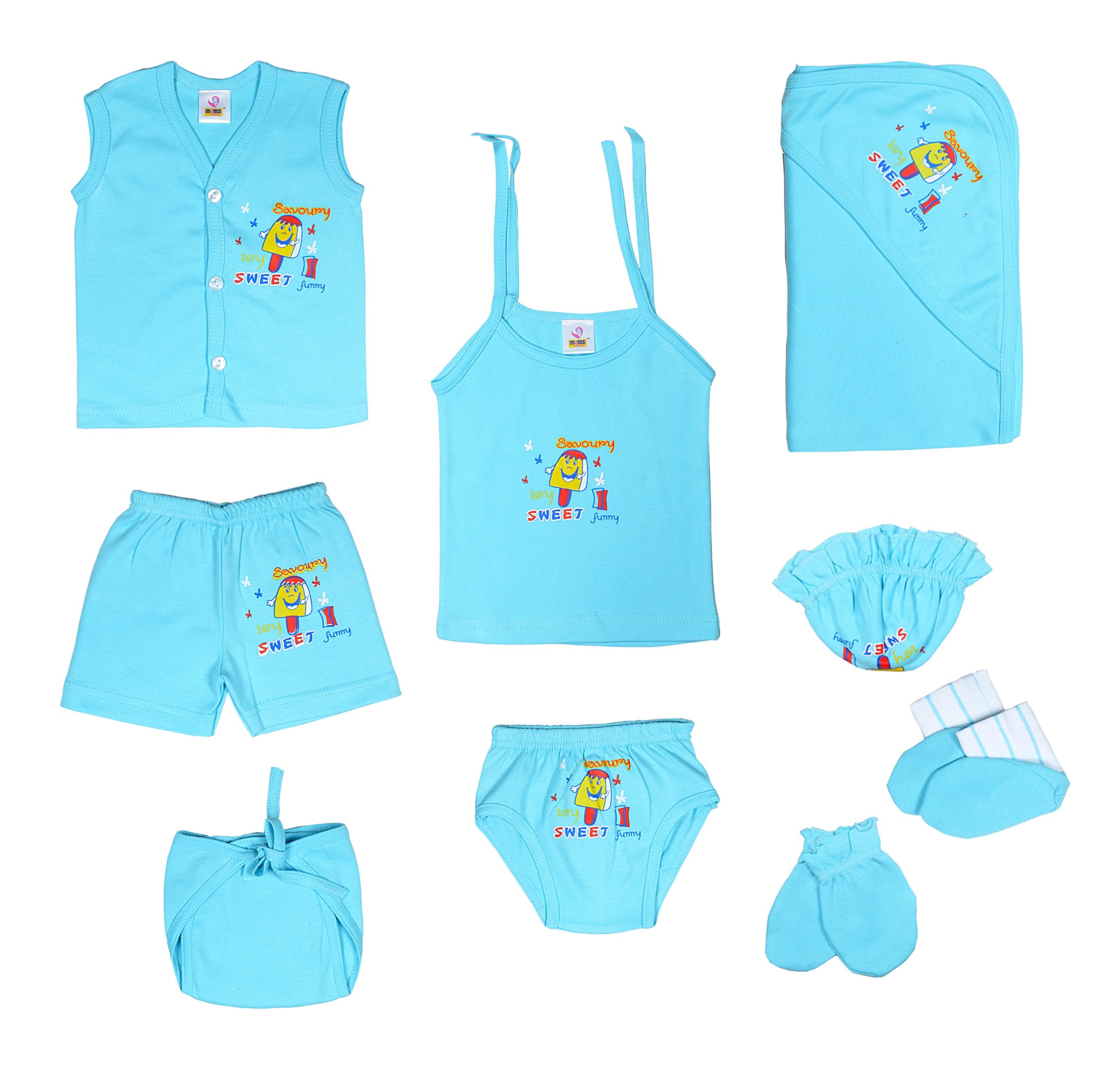 Sathiyas MOM's Choice Born Baby Gift Pack - Pack of 9 (Blue)-picture-21