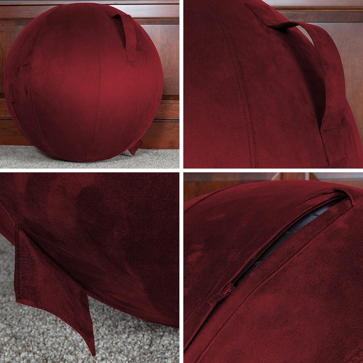 Husband Pillow Exercise Ball, Cover with Pump for Yoga, Pilates, Fitness Balance Stability, Office Ball Chair Seat. Soft & Slip Resistant, Pro Guide