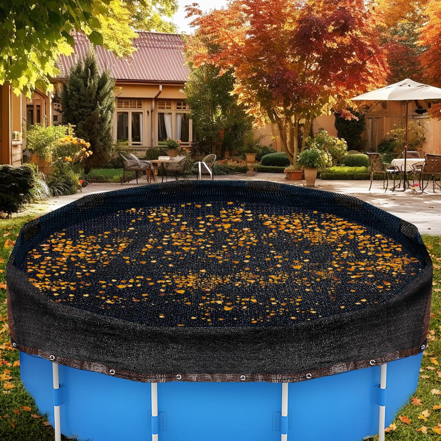 Biggun Pool Net Cover - Leaf Netting for 24ft Above or Inground Ground Round Pools, Pond Fine Mesh Screen for Catching Leaves Sunshade (29ft Dia, Black)