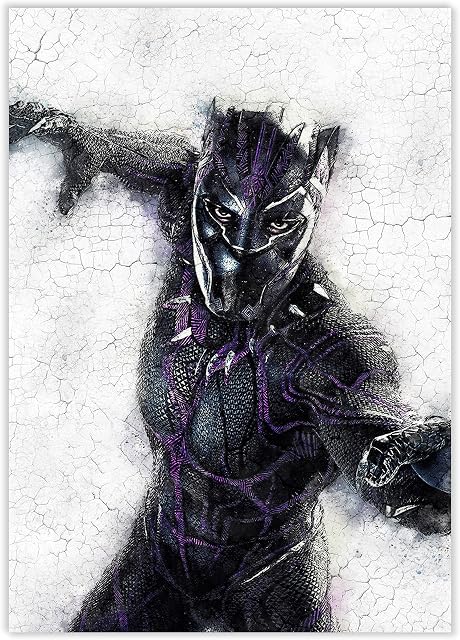 Black Panther Wall Art Print - Marvel Movie Posters on Giclee Quality Paper - Avengers Fine Art Posters - 100% Cotton Paper