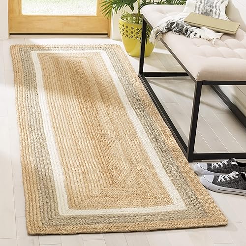 SAFAVIEH Natural Fiber Collection NF883B - Alfombra de pasillo, 2 pies 3 pulgadas x 16 pies, natural, gris y marfil, hecha a mano con estilo