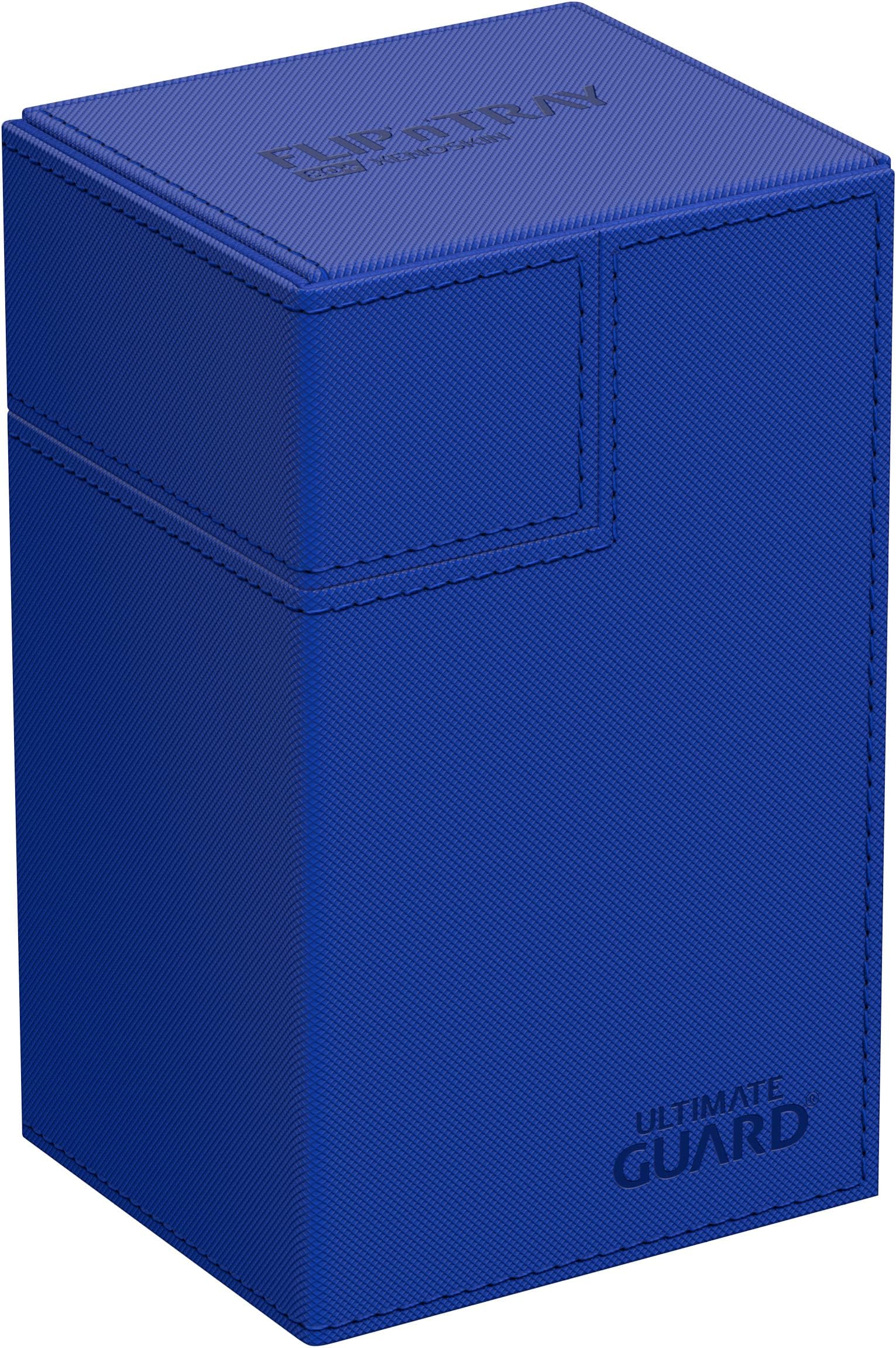 Ultimate Guard Flip'n'Tray 80+, Deck Case for 80 Double-Sleeved TCG Cards + Dice Tray, Blue, Independent Magnetic Closure & Microfiber Inner Lining