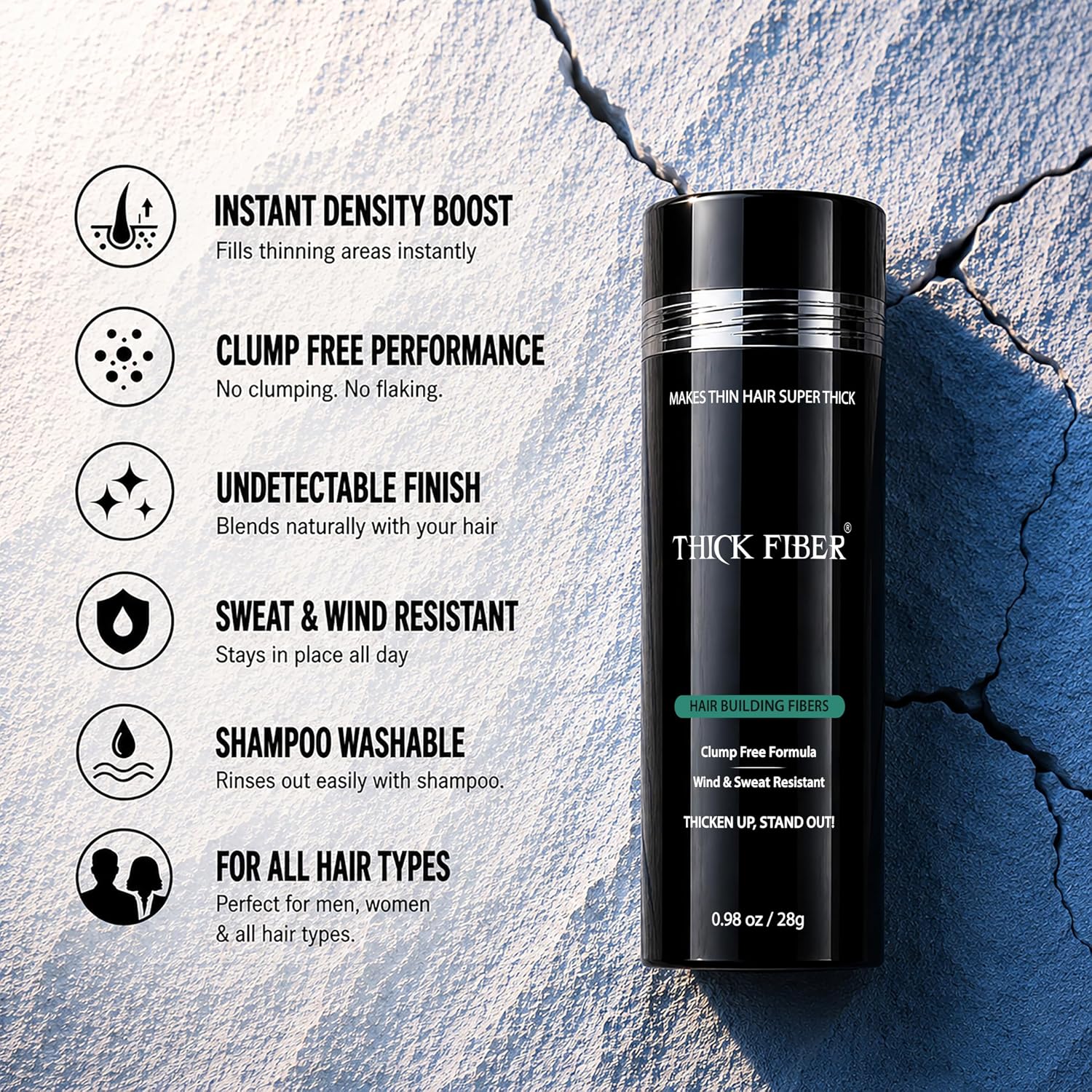 THICK FIBER Hair Fibers | Hair Powder for Thinning Hair 28g Bottle | Makes Thin Hair Look Thicker in Seconds | Hair Loss Concealer For Women & Men (Medium Blonde)