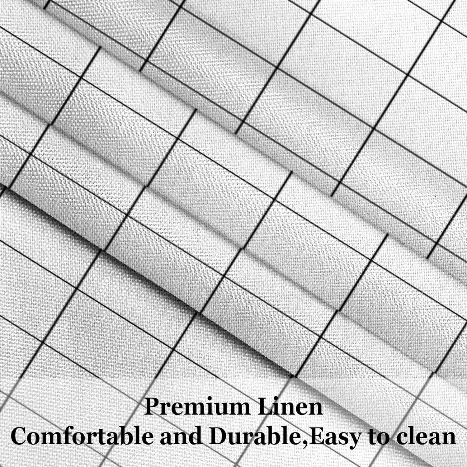 Classic Fashion Plaid Linen Tablecloth Simple White Check Rectangle Table Cloth 54x120 Inch for Indoor Outdoor Party Picnic Patio Kitchen Dining Table Cloth Decoration