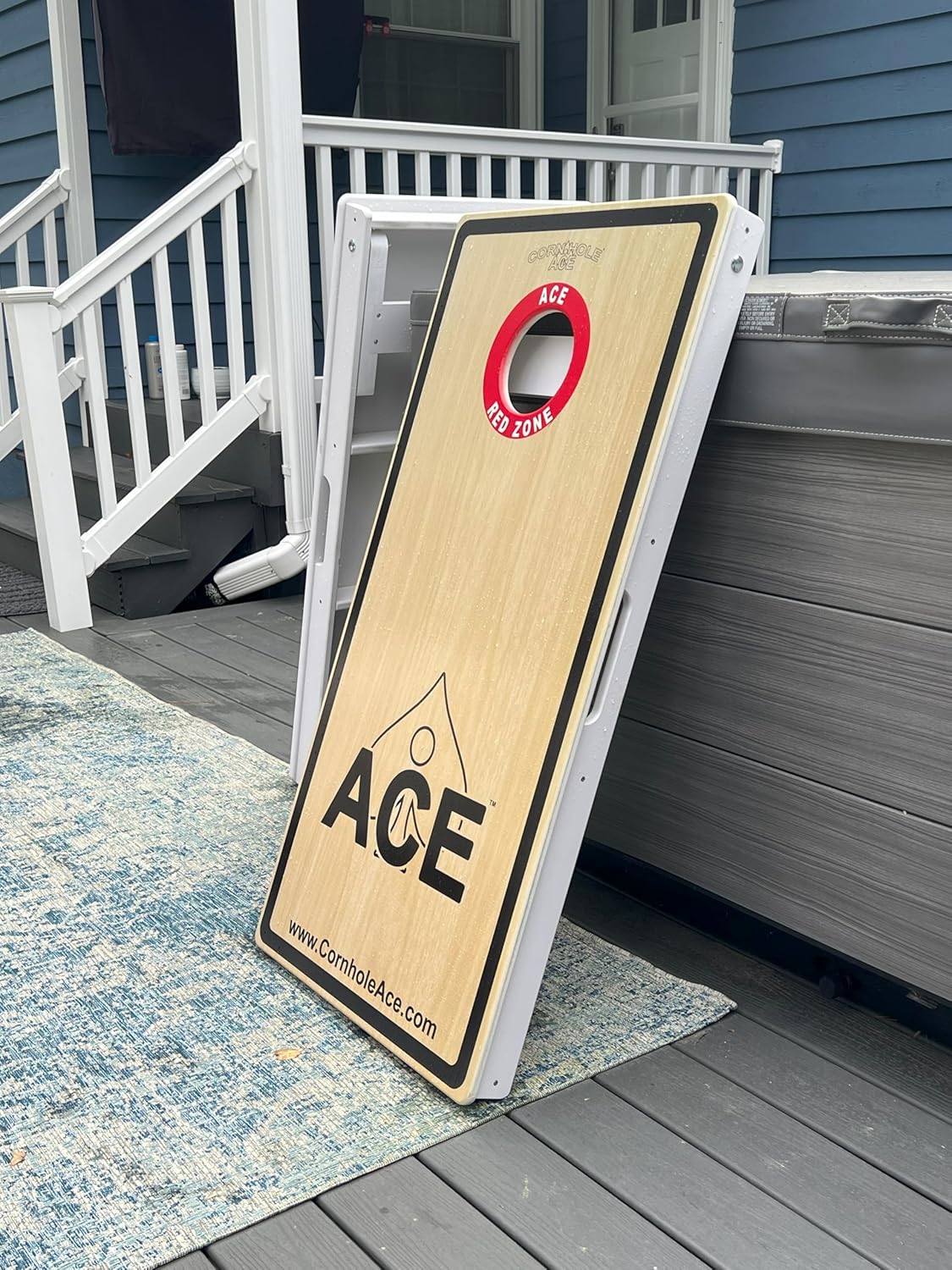 CornholeAce All Weather Professional Cornhole Boards | Plain Not Coated | Made of 3/4 inch PVC, Includes Handles, Official Pro Tournament Style, Waterproof