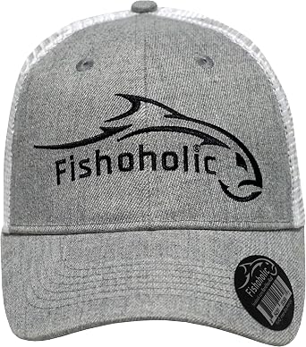 Fishoholic Snapback Baseball Fishing Hat - Mesh Trucker Fishing Gift for Dad Father