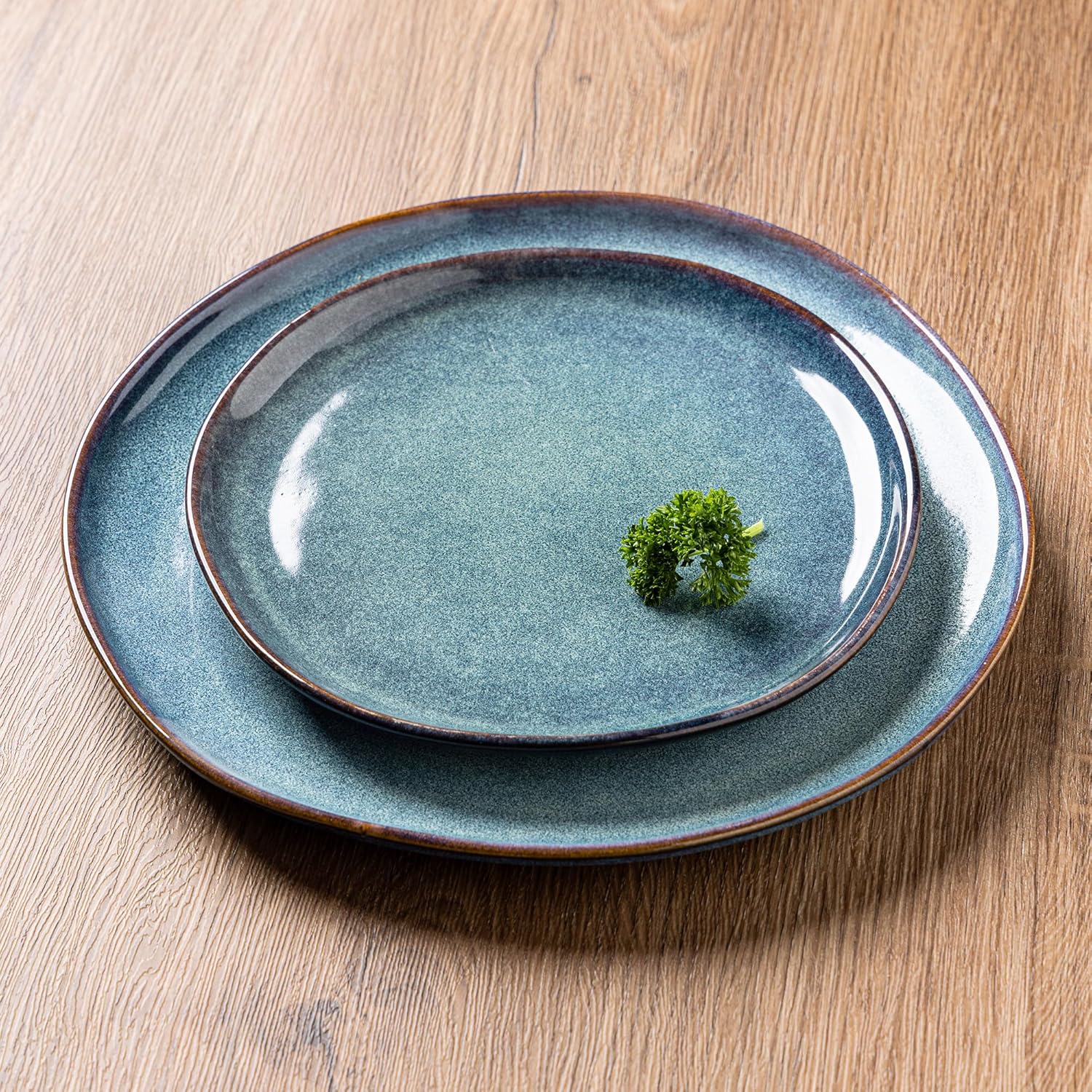 AmorArc Ceramic Plates Set of 6, 8.5 Inch Handmade Reactive Glaze Stoneware Plates set for Dessert, Salad, Appetizer,Dinner, Microwave & Dishwasher Safe, Scratch Resistant Ceylon Blue 8.5 Inch