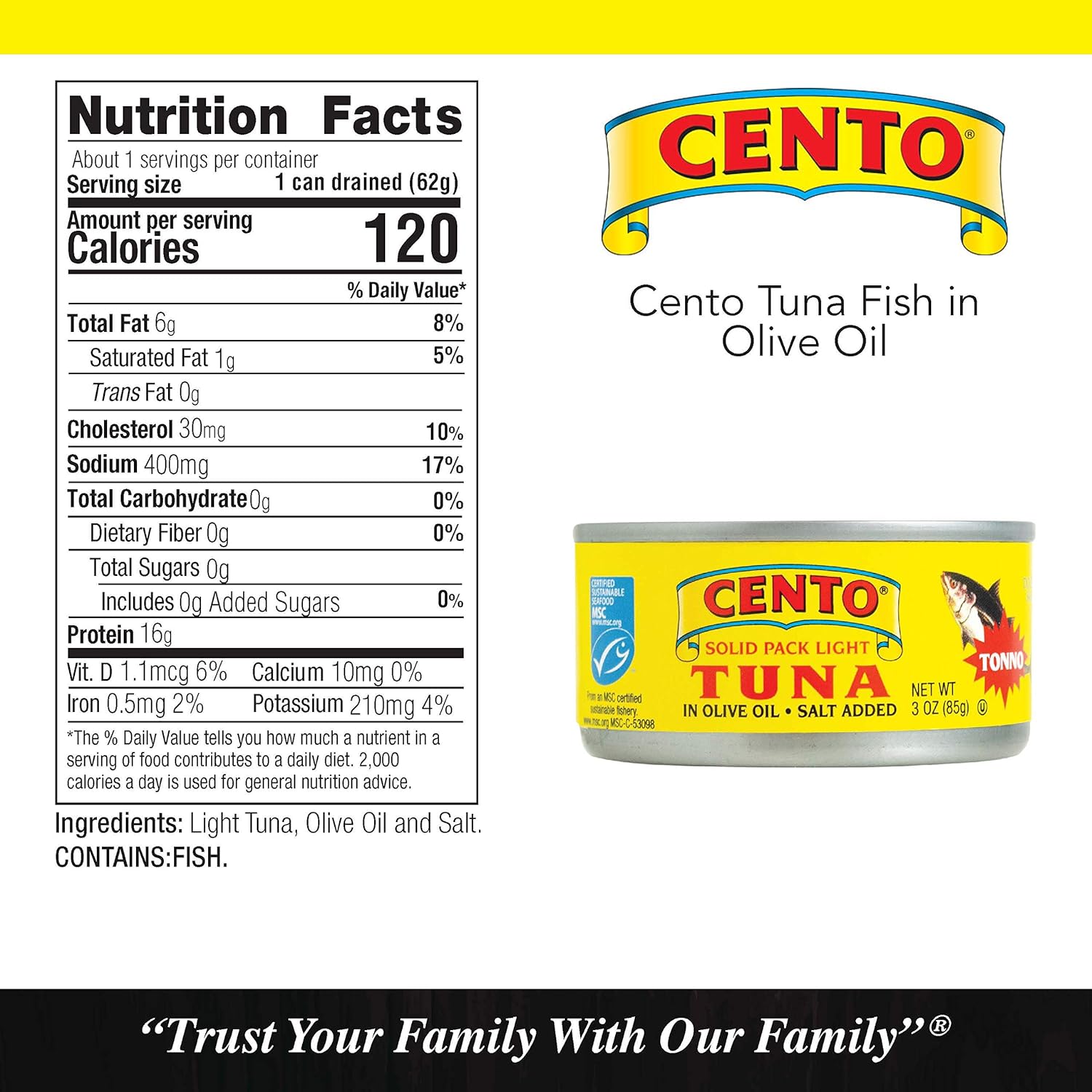 Cento Solid Packed Tuna In Olive Oil, 3 Ounce (Pack of 24)