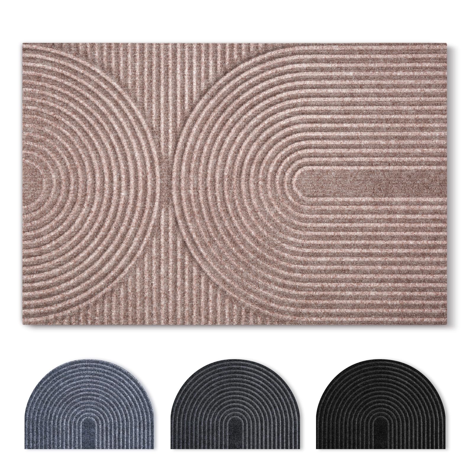 Tuocal Fußmatte 40x60cm, rutschfeste Maschinenwaschbare Schmutzfangmatte, Teppich Wohnzimmer Innen und Außen Türmatte, Wasserdicht Fussmatte für Eingang, Flur, Haustür