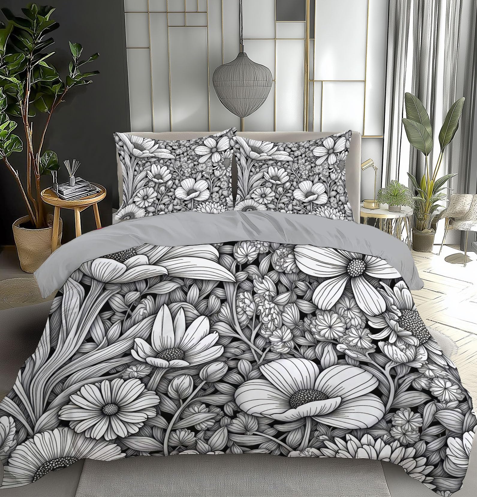 Housse de couette imprimé fleurs art pour transformer le style de votre chambre d'adulte