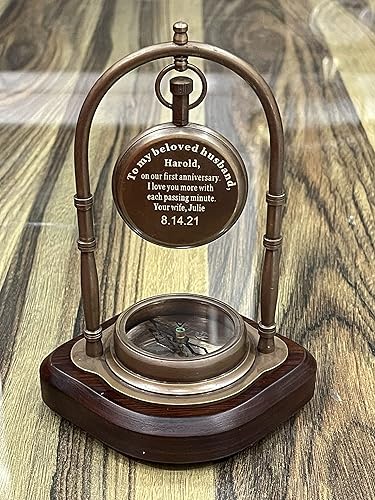 Miniatura 10 de Reloj de escritorio antiguo analógico de latón, reloj de mesa de escritorio personalizado, relojes de mesa grabados para regalo promocional de Latón