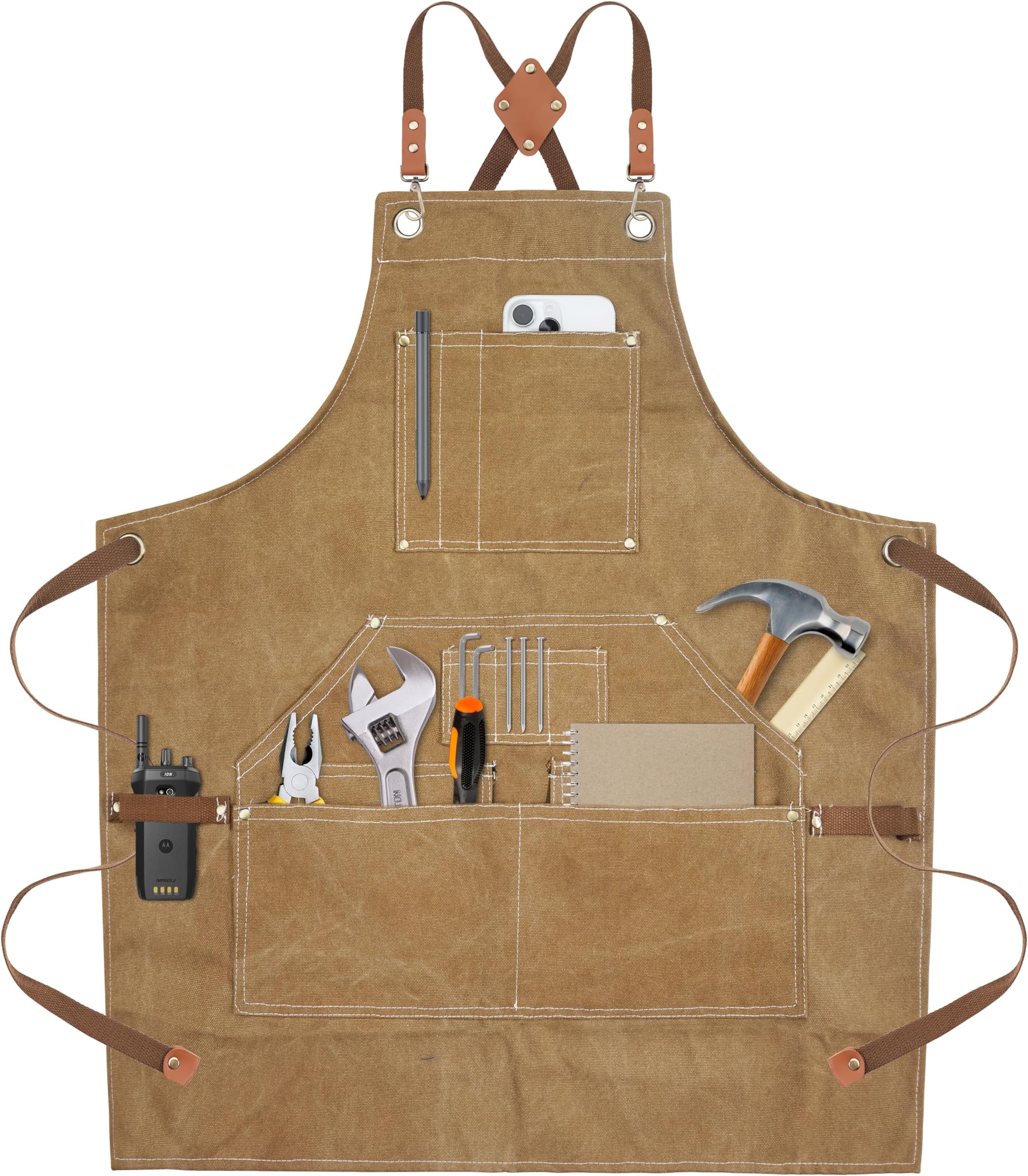 Bucket Boss mens Tool,adjustable,work Tool Bag, Brown, 16 pockets US