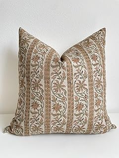 Generic Canyon Theory Hand Block Print Pure Linen 20x20 Inch Throw Pillo...