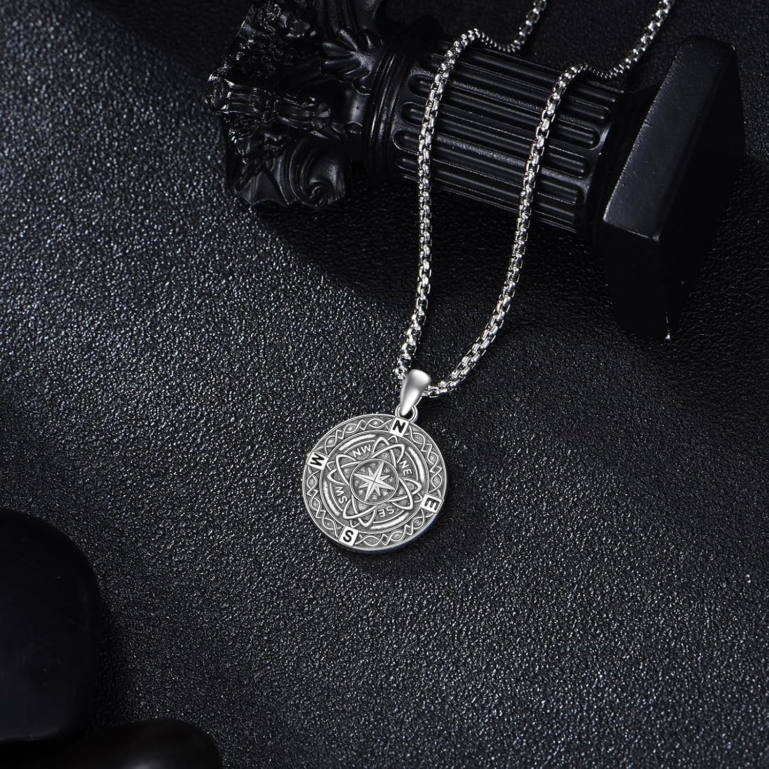 Compass Necklace 925 Sterling Silver Celtic Knot Compass Pendant Jewelry Gifts for Women Men Lover - Image 2