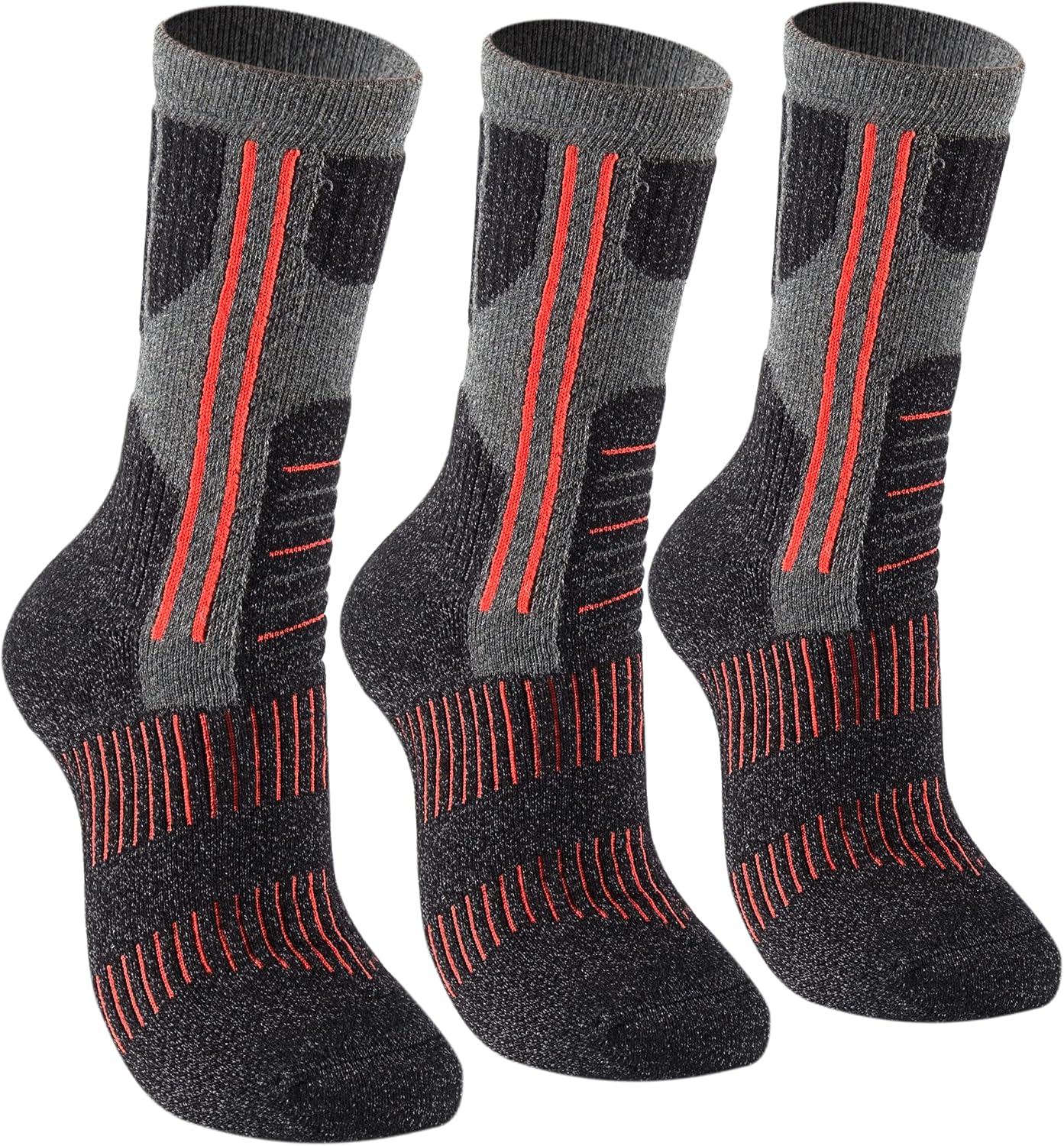 Toes&Feet Womens and Mens Padded Anti Blister Odor Resistant Sweat Wick Trekking Hiking Skiing Mid-Calf Crew Knee High Socks