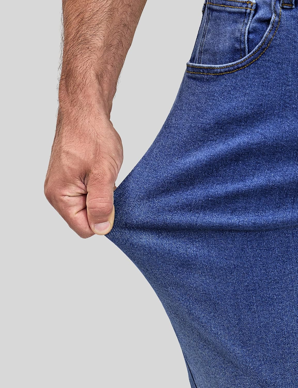 Men's Regular Fit Stretch Jeans Straight Leg 5-Pocket Classic Comfort Flex Denim Pants - Image 5