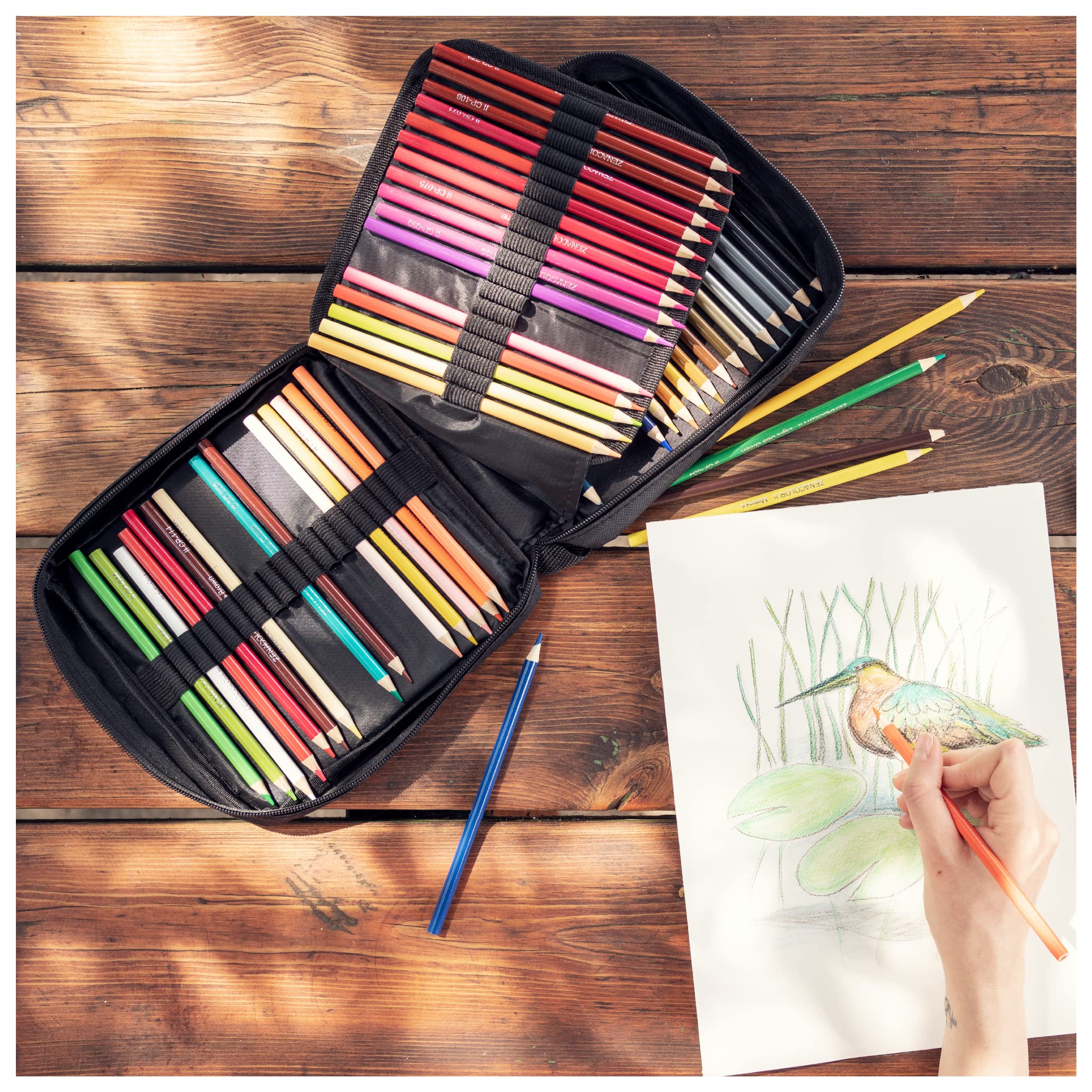 Zenacolor 72 Matite Colorate Professionali con Custodia Set Disegno Schizzo Colorazione Adulti Bambini