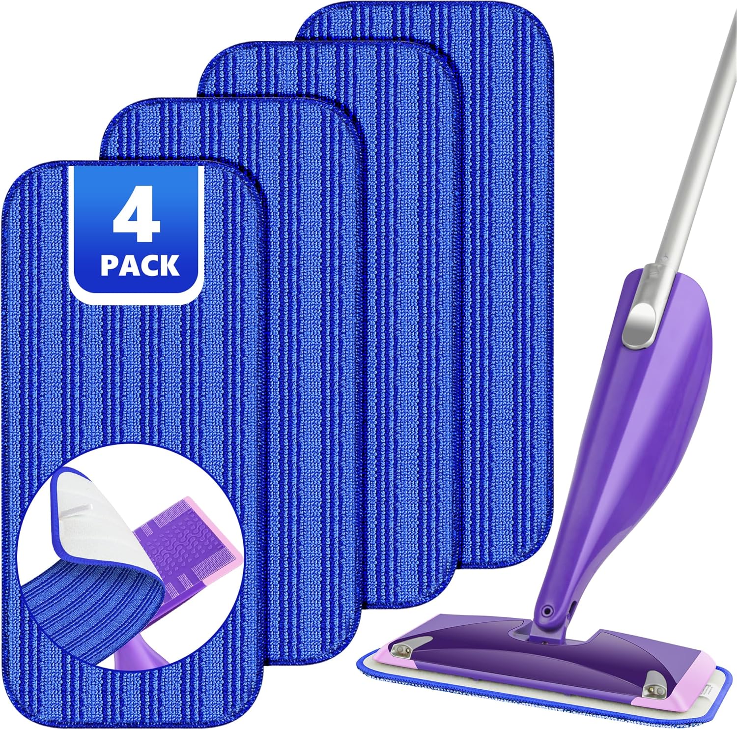 Reusable Mop Pads Compatible with Swiffer Wet Jet, Wet Jet Pads Refills for Swiffer Mop, Microfiber Replacement Pads for Hardwood Floor cleaning, Dry Wet Mopping Cloths for 12" Wet Jet Refill, 12 Pack