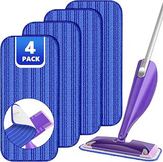 Reusable Mop Pads Compatible with Swiffer Wet Jet, Wet Jet Pads Refills for Swiffer Mop, Microfiber Replacement Pads for Hardwood Floor Cleaning, Dry Wet Mopping Cloths for 12" Wet Jet Refill, 4 Pack