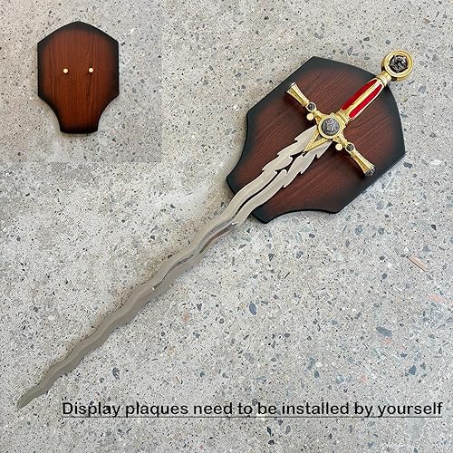 Miniatura 5 de Espada ceremonial masónica medieval de acero inoxidable de 39.8 pulgadas con placa de exhibición para colección, cosplay