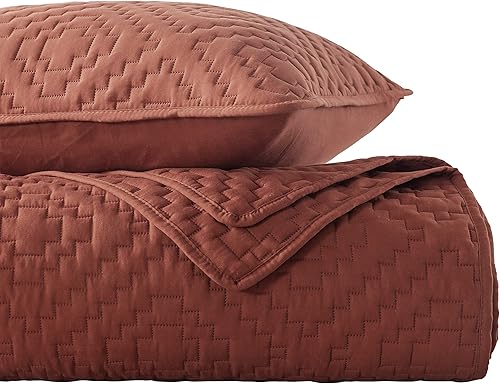 Miniatura 6 de R.SHARE Juego de ropa de cama acolchada tamaño King color naranja quemado con fundas de almohada, colcha bohemia ligera y suave, cubrecama