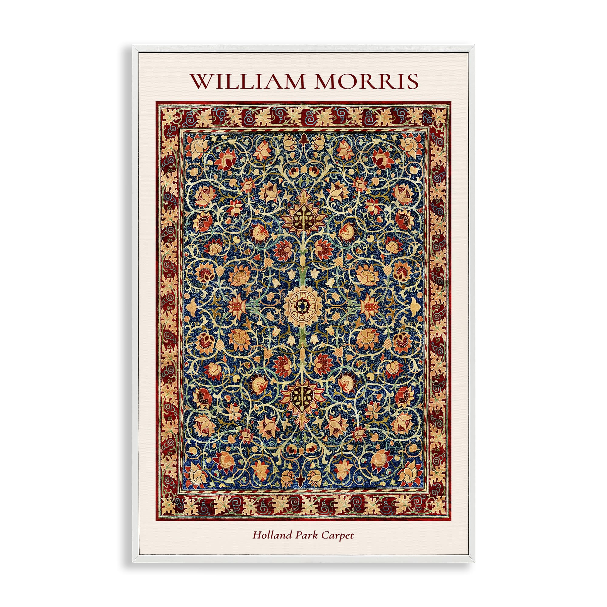 Stupell Industries William Morris Floral Tapestry Wall Art for Living Room, Cool Botanical Elegance, 20 x 30 Inch Framed Giclée Print, by Vintage Hustle, Made in USA Gift