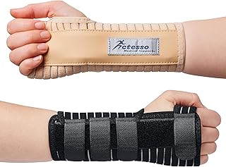Actesso Respirant Attelle de Poignet - Idéal pour Les Fractures, Entorse, tendinite et Le Canal carpien (Noir Droite, M)
