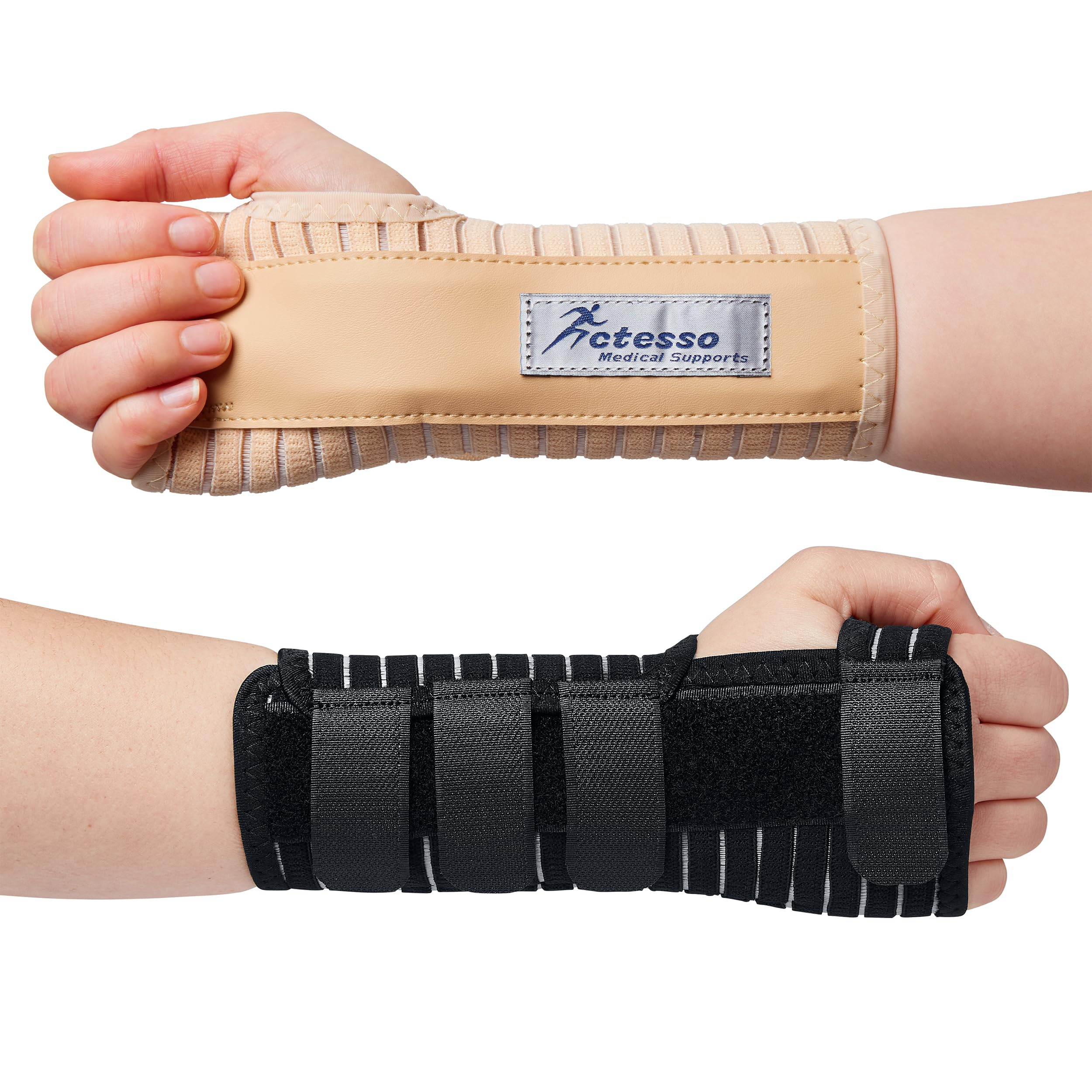 Actesso Atmungsaktive Handgelenkschiene Handgelenkstütze - Entlastung für Karpaltunnelsyndrom, Verstauchungen, RSI und Sehnenscheidenentzündung (Schwarz, M, Links)