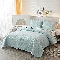 Vista 6 de MarCielo 3-Piece 100% Cotton Oversized Bedspread Lightweight Quilt Coverlet Embroidery Farmhouse Bedding Set T0