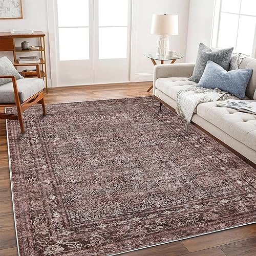 Area Rug 6'x9' Washable Vintage Traditional Floor Cover Thin Retro