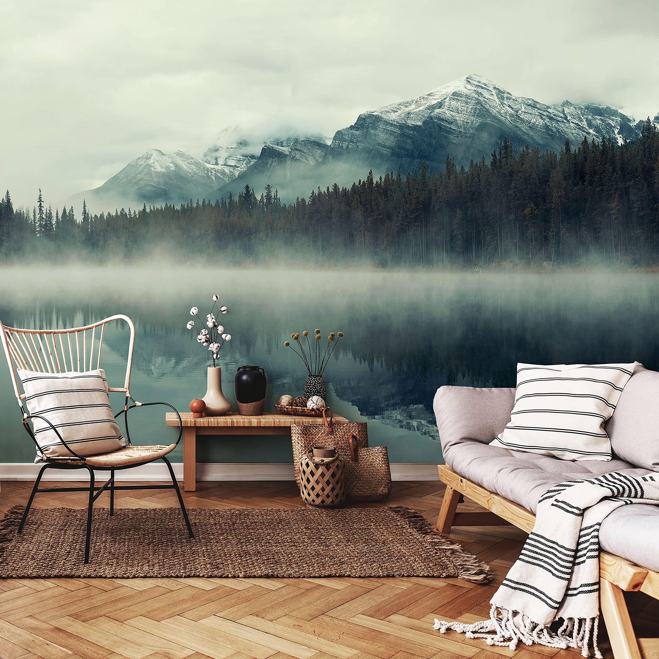WallArena Vlies Fototapete, Wald, 368x254cm | Fototapeten - Tapeten - für Wohnzimmer Schlafzimmer - Vliestapete Wandtapete Tapete 3D Effekt- inkl. Kleister